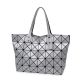 Modern Tote Bag with Triangular Grid-Silver