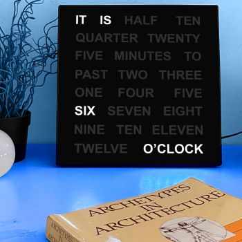 28cm x 28cm LED Word Desk Clock - LED Text Display - Three Dimmer settings - Powered by Dual Voltage AC Adapter - A Creative Gift Item - 11