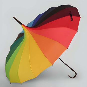 Multi-color bright modern windproof dome shaped rainbow/color wheel umbrella 